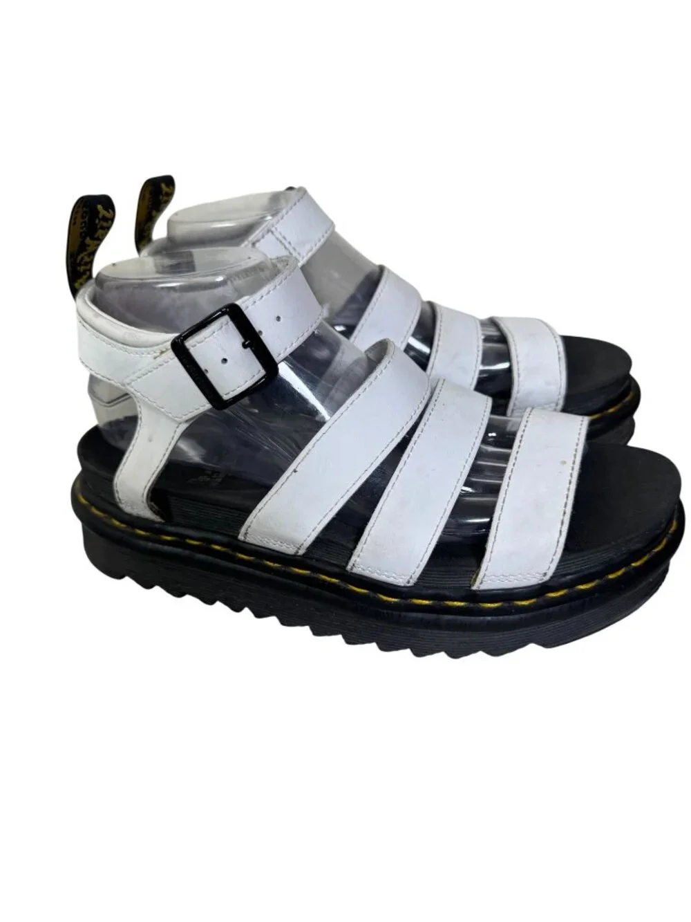 Dr. Martens Blaire White Hydro Leather Gladiator Sandals Women 8 Platform Chunky